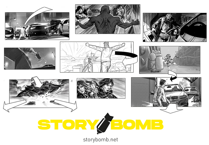 Auszüge aus diversen Storyboards der letzten Jahre. Vorranging für TV + Film