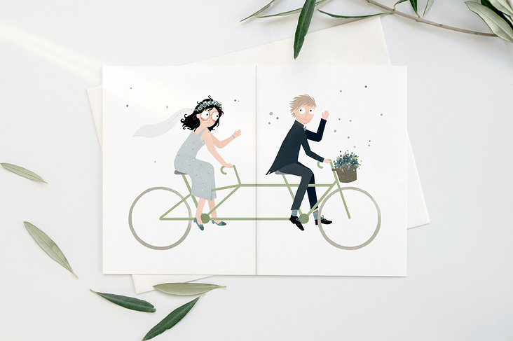 Hochzeitseinladung mit Illustration