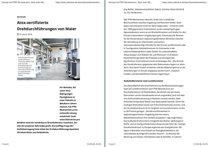 Success Story für Maier Heidenheim im Industrieanzeiger / Teil 1