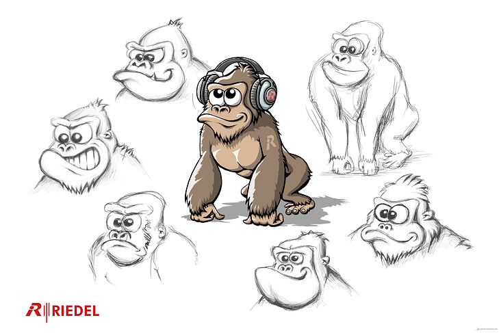Riedel Gorilla: Riedel Maskottchen Entwurf