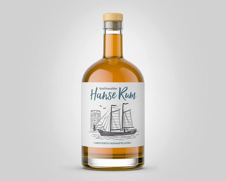 Gestaltung Etikett „Greifswalder Hanse Rum“
