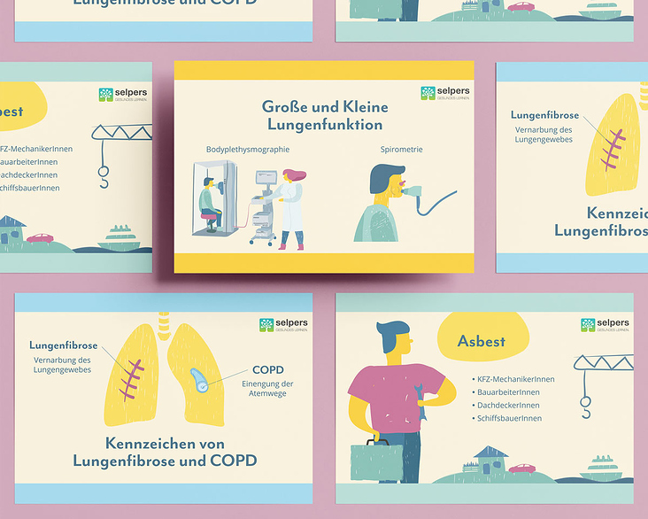 Infografiken zum Thema „Lungenfibrose“