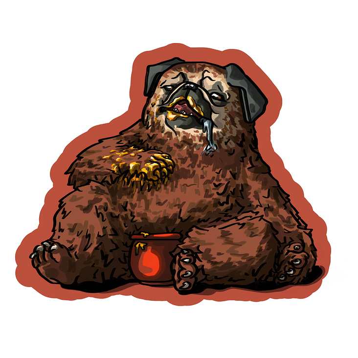 Pug Bear gemalt für die Character design challenge