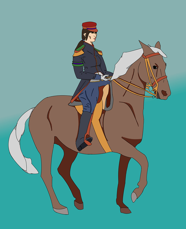Militar girl with horse