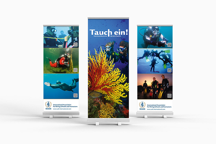 Rollup-Banner und Messewände für s.u.b. Tauchsportservice GmbH