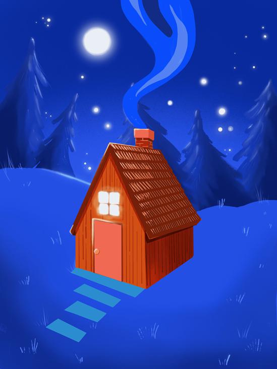Cabin in the woods // Procreate (animated)