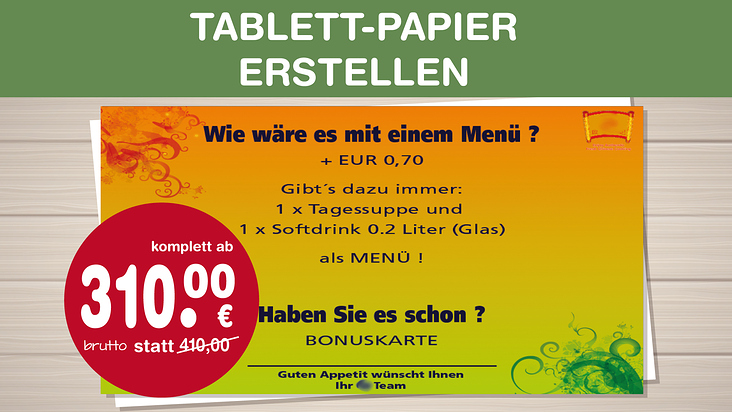 Tablett-Papier, Tischsets erstellen | Layout gestalten