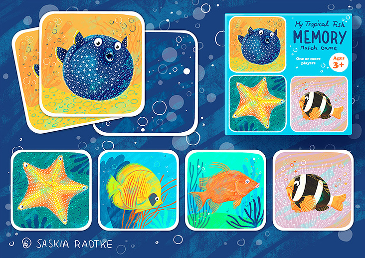 Tropische Fische Memory Spiel Illustration