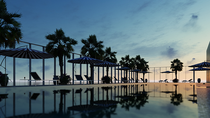 Dubai Rooftop pool Architektur 3D Visualisierung