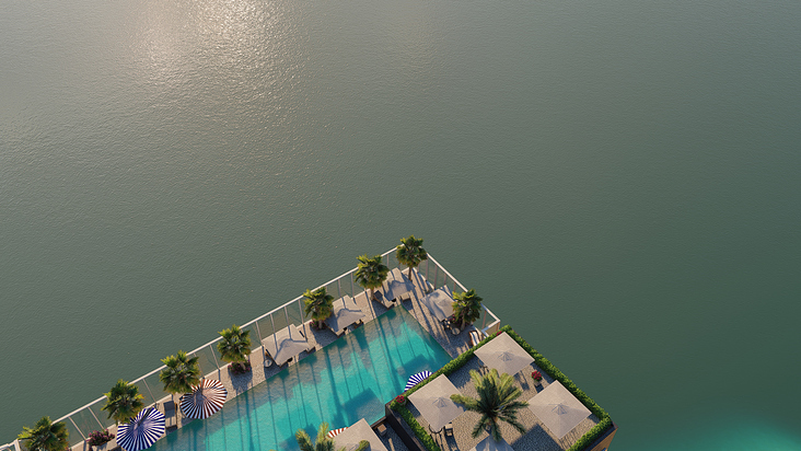 Rooftop pool Architektur 3D Visualisierung
