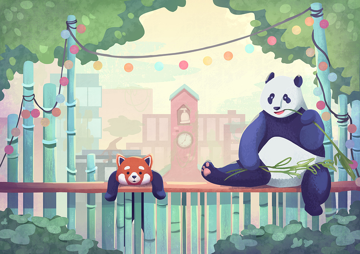 Pandas auf dem Balkon