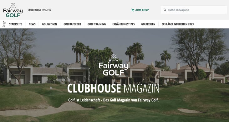 Fairway Golf Website, Website Clubhouse Magazin