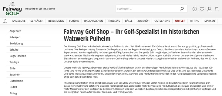 Fairway Golf Website, Über uns