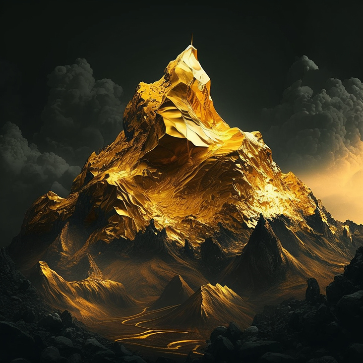 giant mountain of gold