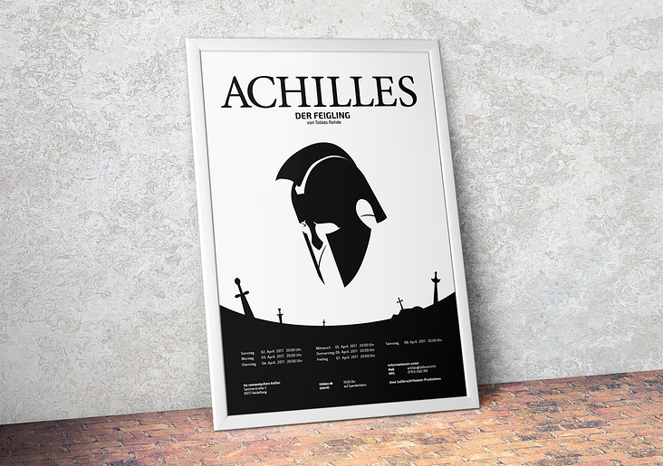 Plakat mit Vektorillustration zum Theaterstück ACHILLES