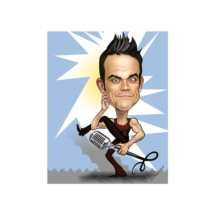 „Robbie Williams“, Karikatur -Illustration