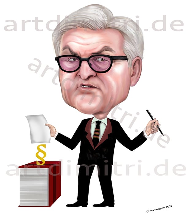 „Bundespräsident Frank-Walter Steinmeier“, Karikatur-Illustration