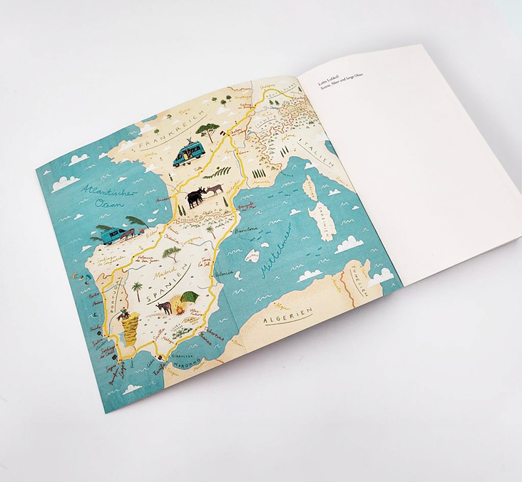 Kartenillustration „Sonne, Meer und lange Ohren“ (Lubkoll, Piper Verlag, 2022)