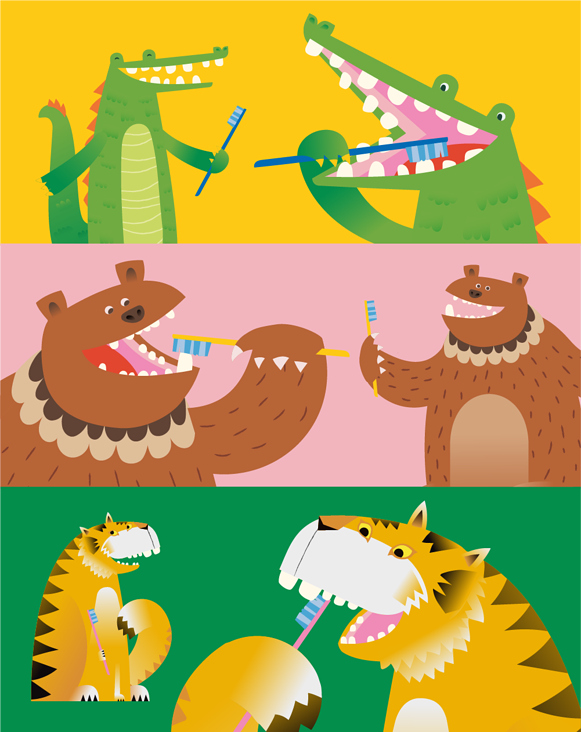 Charaktere Krokodil, Bär und Tiger