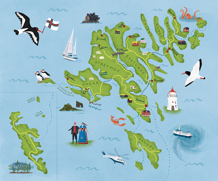Karte 1 – Färöer Inseln mit Details