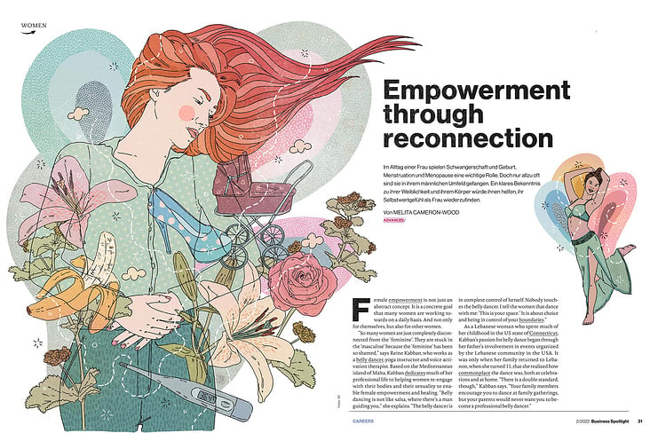 Business Spotlight Illustrationen zum Thema: Empowerment through reconnection