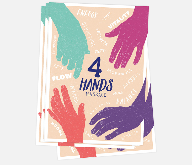 Layout und Illustrationen für 4 Hands Massage