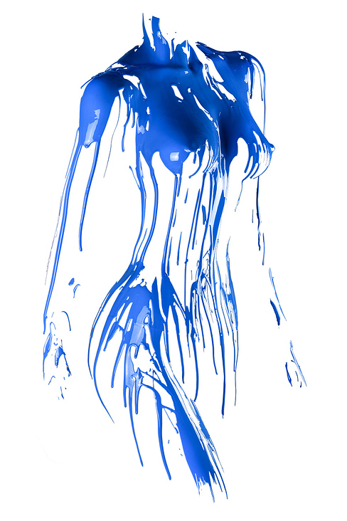 Abstrakt Blau – mit echter Farbe auf dem Körper gemalt und fotografiert (Teil 1 von 2)
