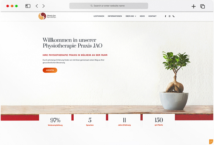 WordPress-Elementor Website für Praxis JAO für Phsyiotherapie