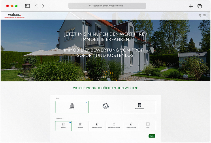 WordPress-Elementor Website für Walser Immobilienbewertung