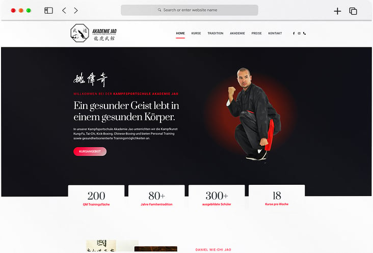 WordPress-Elementor Website für Akademie JAO Kampfsportschule