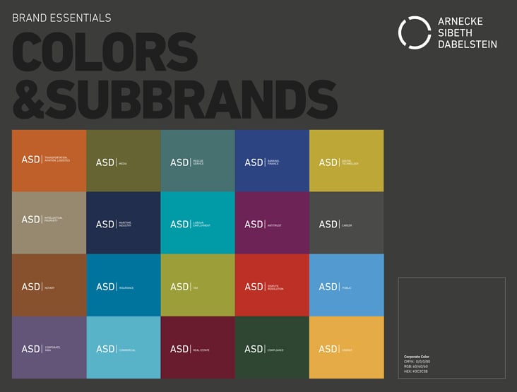 ASD Corporate Design Colors and Subbrands