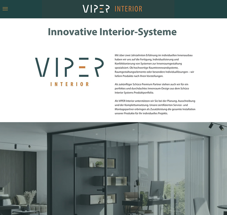 Website der VIPER Interior GmbH