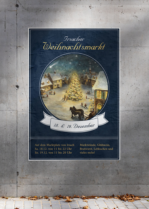 Poster Werbung Weihnachtsmarkt in Kombination meiner Illustration