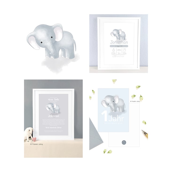 Produkt Illustration und Design „Elefantenbaby“