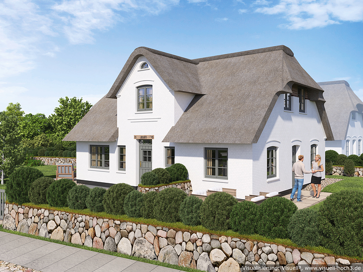 Architekturvisualisierung auf Sylt – Wohnhaus unter Reet – Ferienwohnung