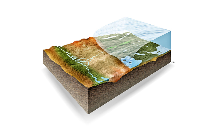 Geologie-Querschnitts-Illustration, Pixel-Grafik