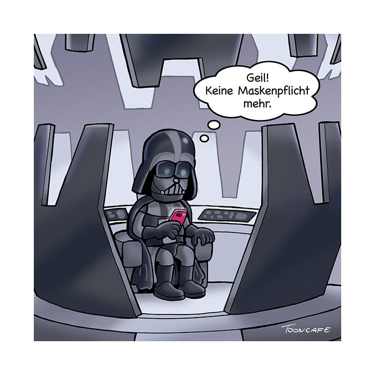 Cartoon Ende Maskenpflicht (Darth Vader)
