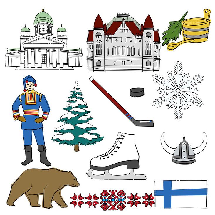Sticker- Illustrationen für „Schweden“