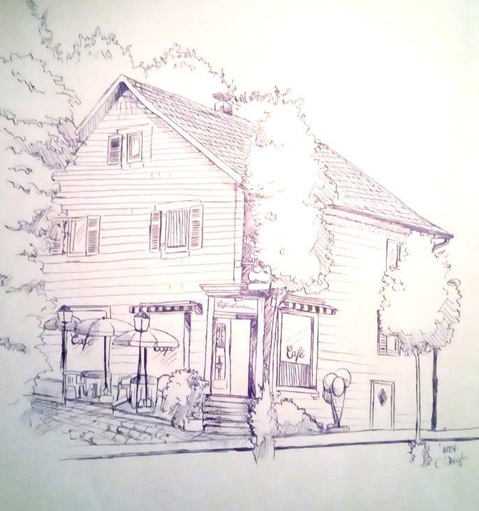 Skizze eines alten Hauses