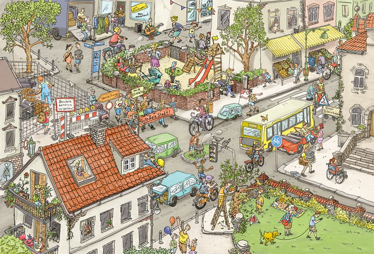 „Faire Stadt“ Wimmelbild für das Forscht mit Magazin 2019