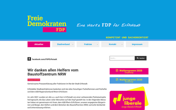 Joomla! CMS-Website der FDP Erftstadt