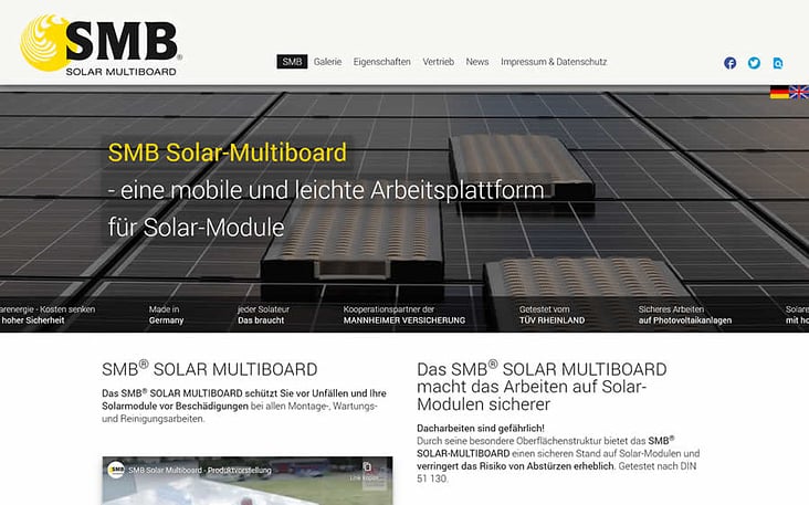 Joomla! CMS-Website SMB Solar Multiboard in Nörvenich