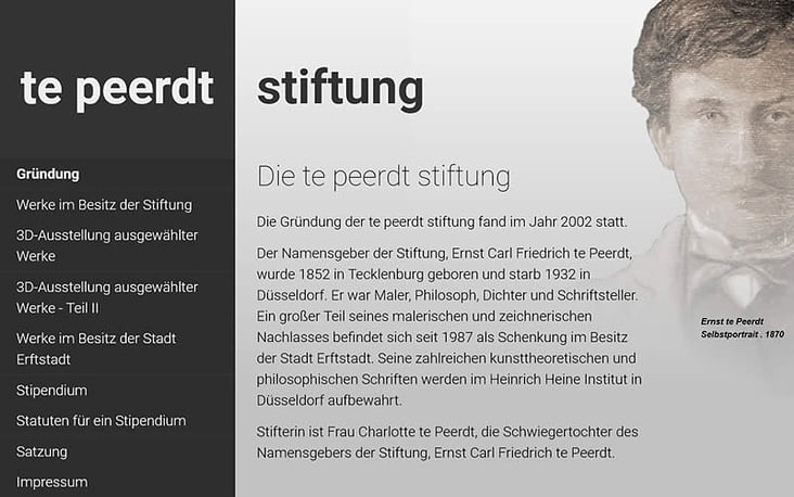 Statischer Multipager der te peerdt stiftung in Erftstadt