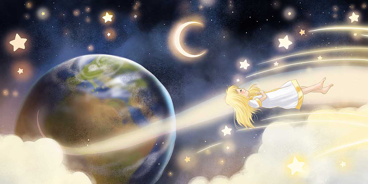 Illustaionen für ein Kinderbuch über das Thema Sternenkinder