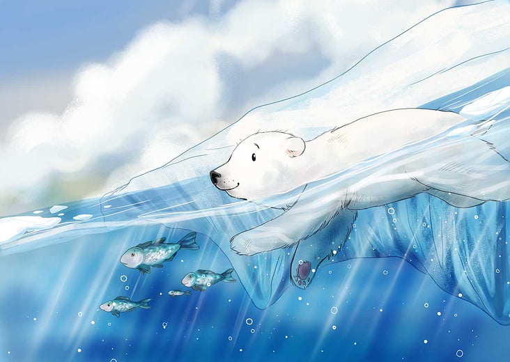 Illustrationen über einen kleinen Eisbär