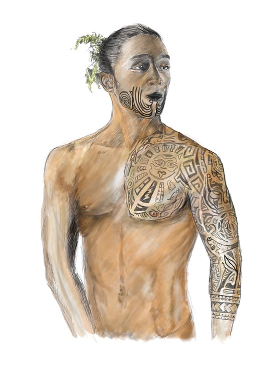 Male Maori – digital drawing