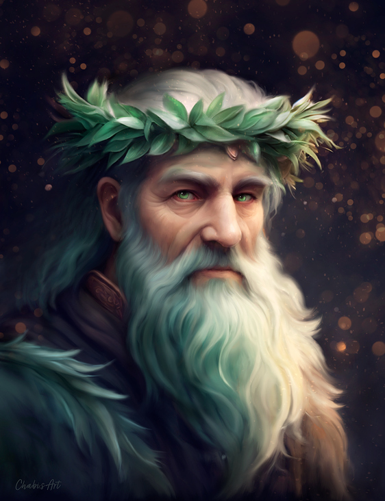 Magisches Portrait eines Druiden