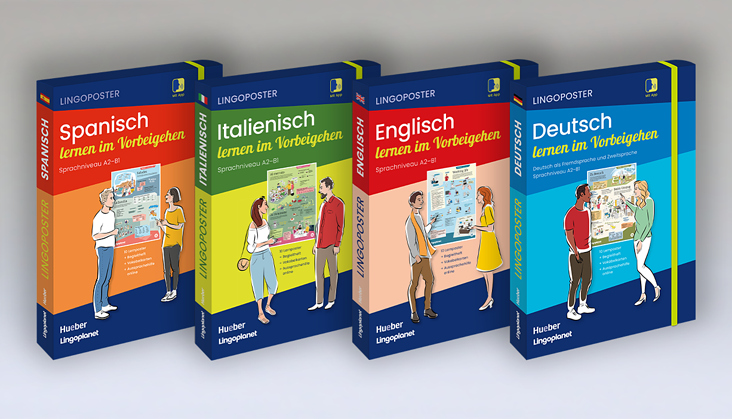 Hueber Verlag und Lingoplanet  |  Verpackungsdesign Lernset Sprachen  |  2022