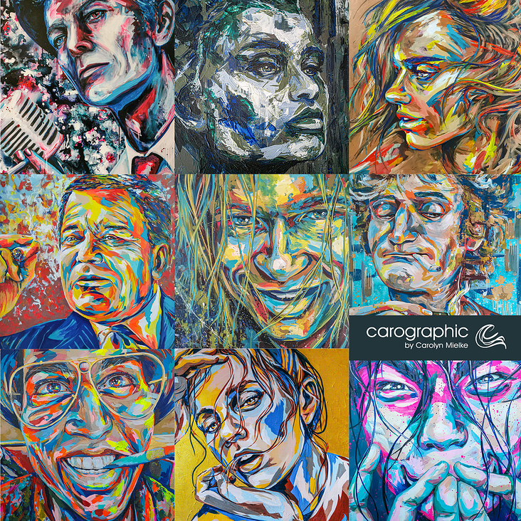 Bunte Gesichter, Kunstwerke von Carolyn Mielke aus Cottbus