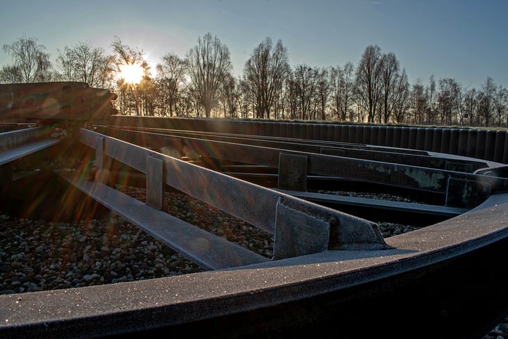 Frostiger Sonnenaufgang im Prosperpark Bottrop